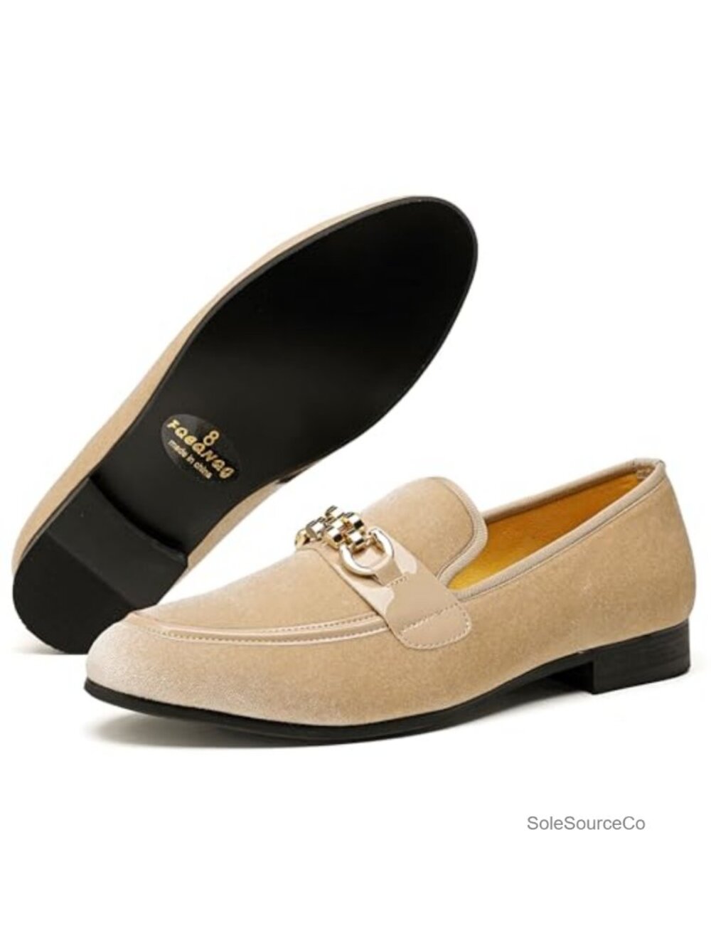 Men's Velvet Loafers Slip-On Dress Shoes with Gold Horsebit - Picture 6 of 6